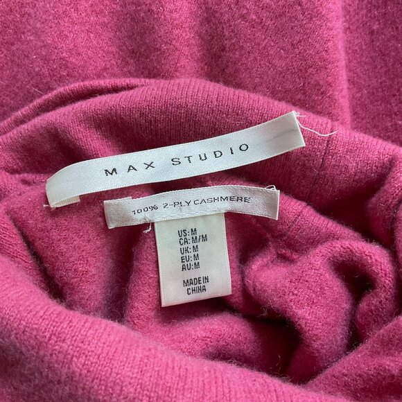 Max Studio Sweater Cashmere Turtleneck Dusty Pink Front Pouch (M) - Picture 6 of 7